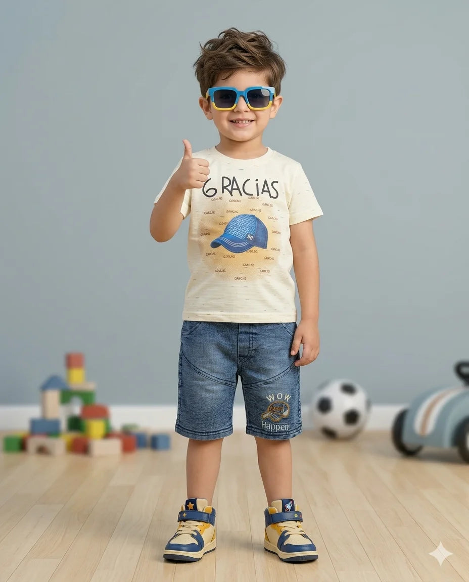 Kids T Shirt With Jeans Shorts – Premium Quality Summer Stuff Soft & Comfortable | 1–3 Years
