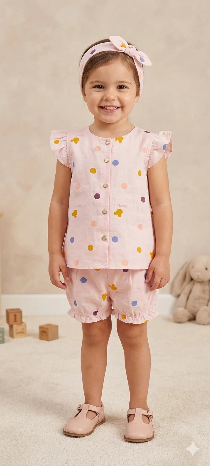 Two-Piece With Nicker Summer Set With Head Band  – Soft & Comfortable | 1-3 Years