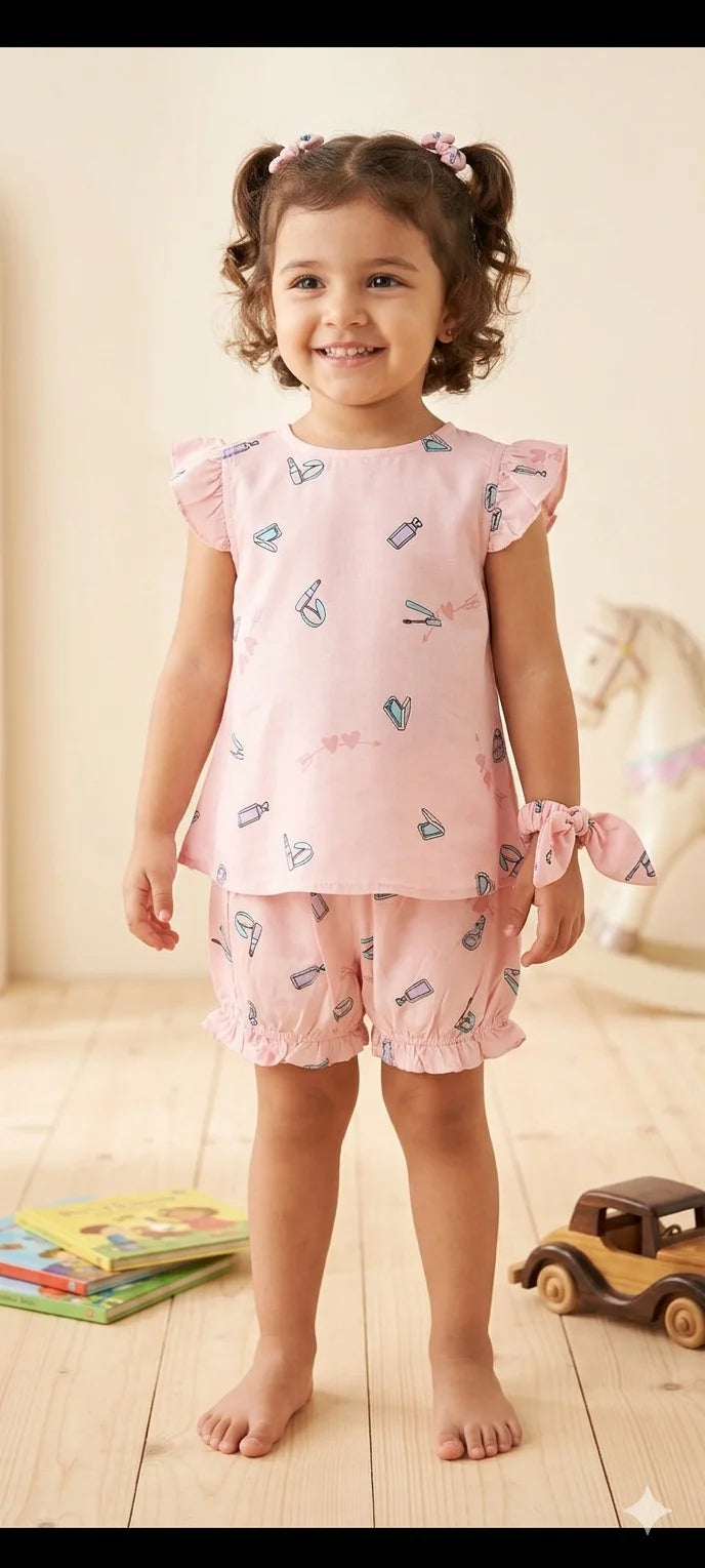 Two-Piece With Nicker Summer Set With Head Band  – Soft & Comfortable | 2-3 Years