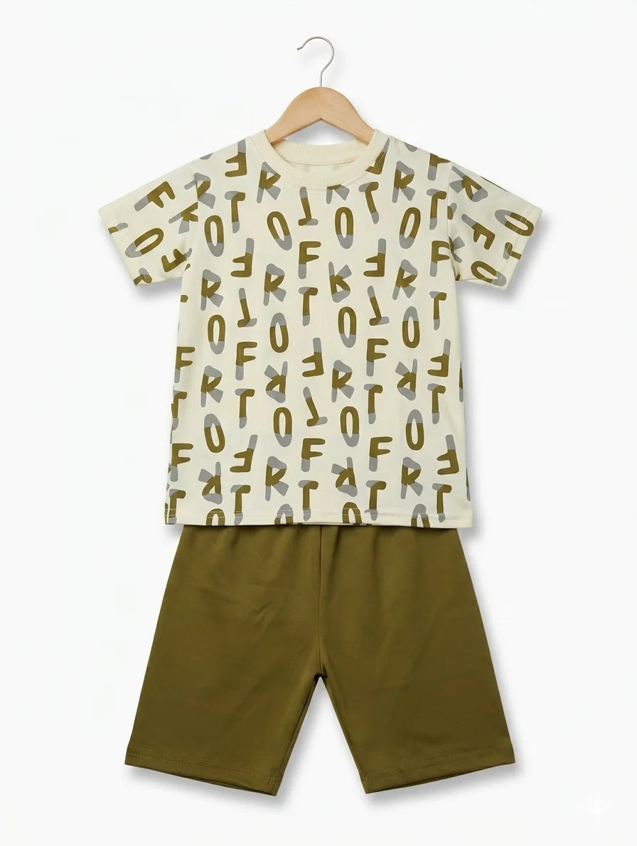 Kids Alphabet T Shirt With Shorts – Summer Stuff Soft & Comfortable | 1–3 Years