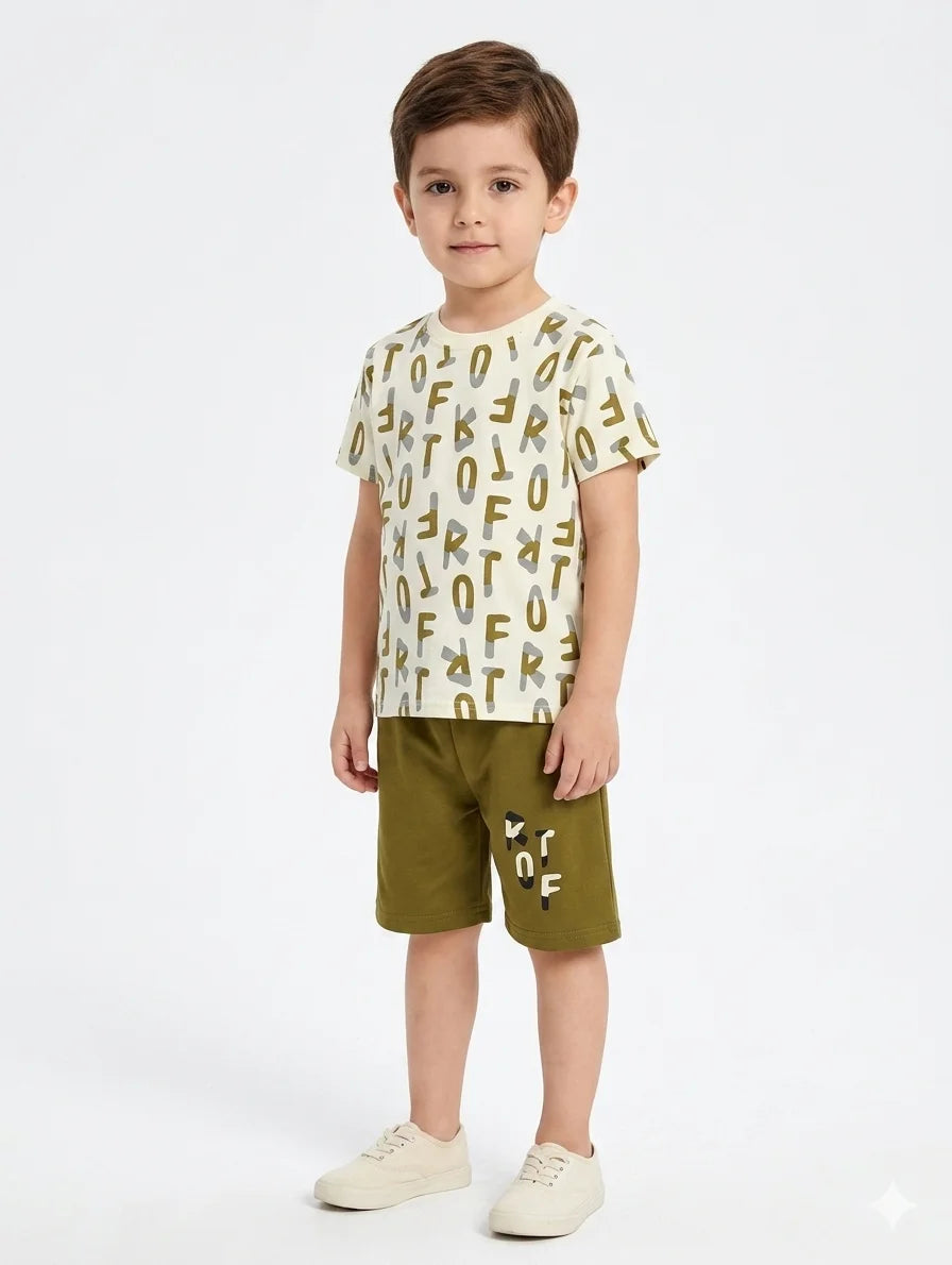 Kids Alphabet T Shirt With Shorts – Summer Stuff Soft & Comfortable | 1–3 Years
