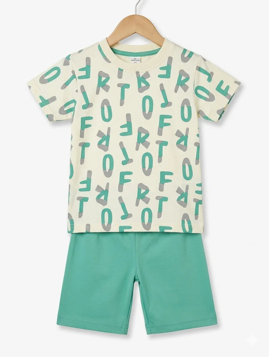 Kids Alphabet T Shirt With Shorts – Summer Stuff Soft & Comfortable | 1–3 Years