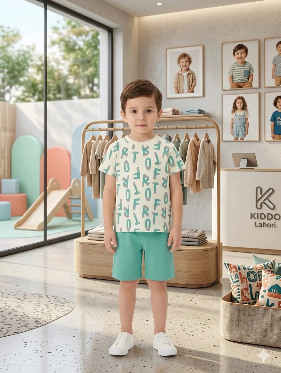 Kids Alphabet T Shirt With Shorts – Summer Stuff Soft & Comfortable | 1–3 Years