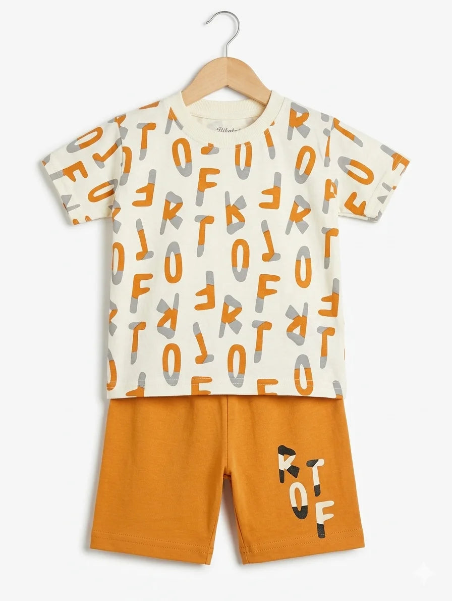 Kids Alphabet T Shirt With Shorts – Summer Stuff Soft & Comfortable | 1–3 Years