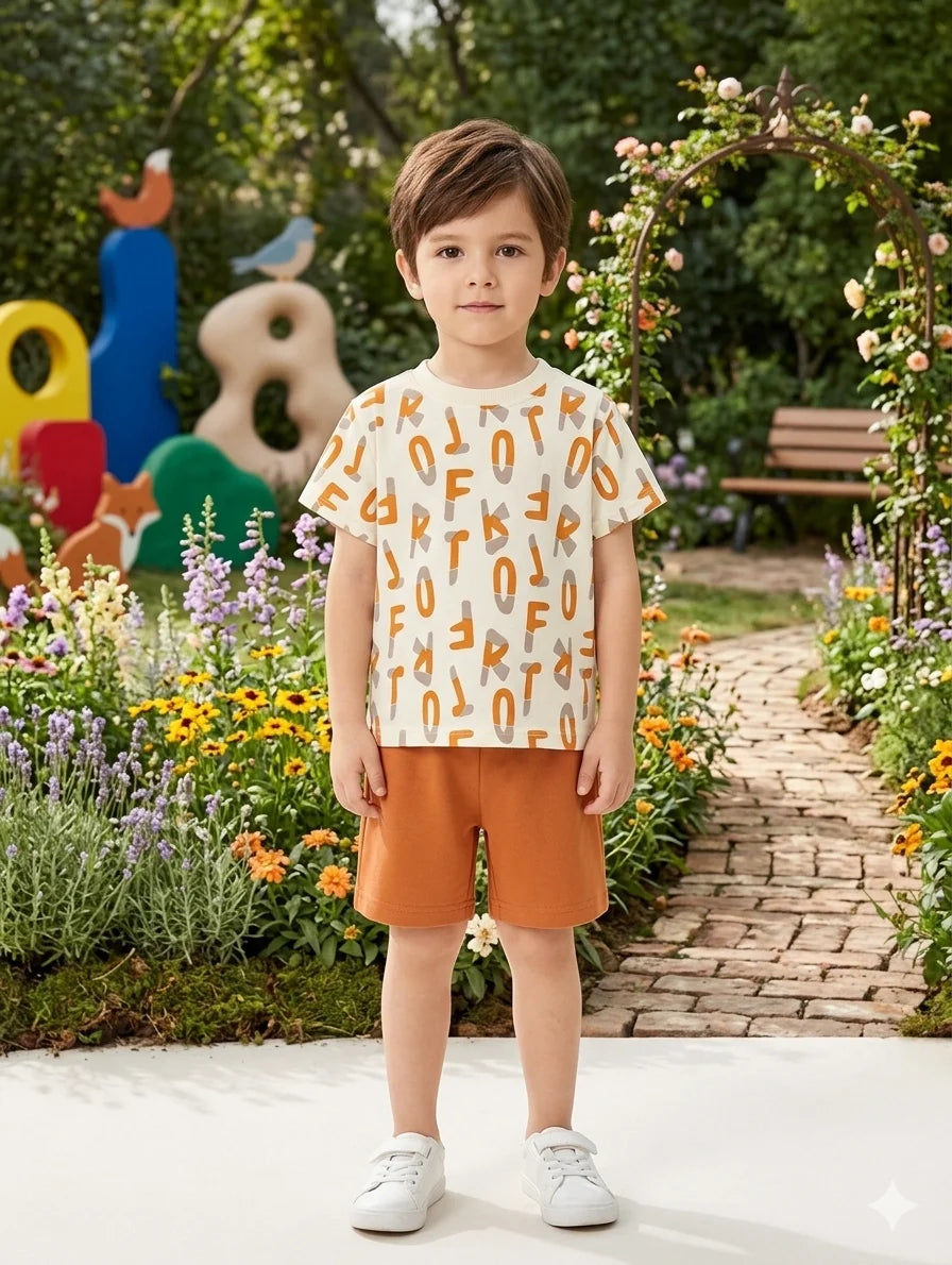 Kids Alphabet T Shirt With Shorts – Summer Stuff Soft & Comfortable | 1–3 Years