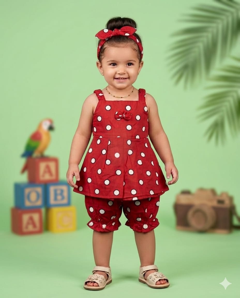 Sleeveless Two-Piece With Nicker Summer Set With Head Band  – Soft & Comfortable | 1–3 Years