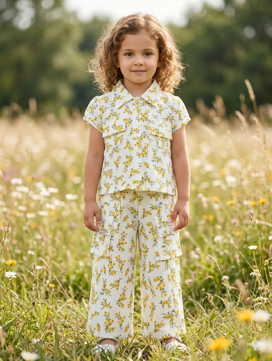 Floral Print Cargo Style Coord Set – Summer Stuff Soft & Comfortable | 1–3 Years