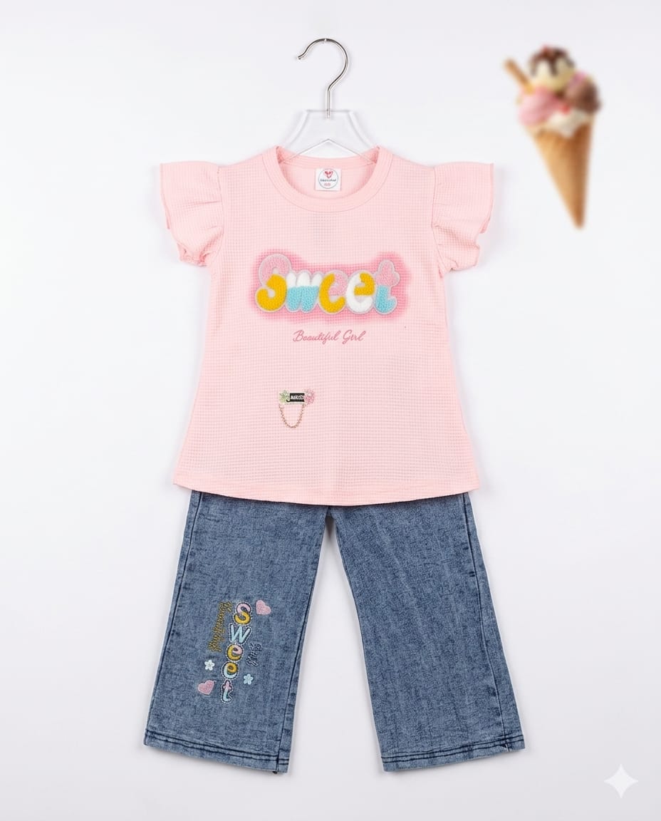 Kids Ruffle T Shirt With Jeans – Summer Stuff Soft & Comfortable | 1–4 Years