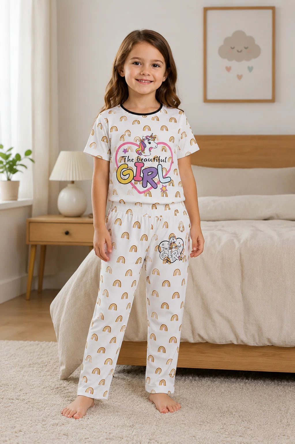 Comfortable Girls' Casual Pajama Set – Soft & Comfortable | 1–10 Years
