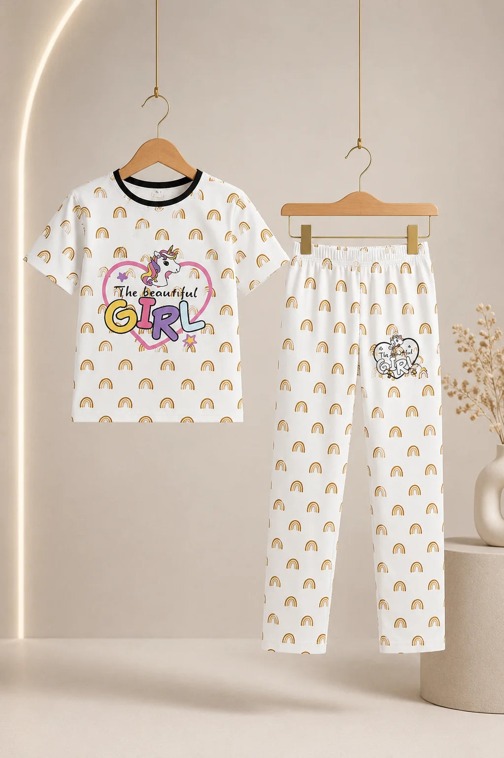 Comfortable Girls' Casual Pajama Set – Soft & Comfortable | 1–10 Years