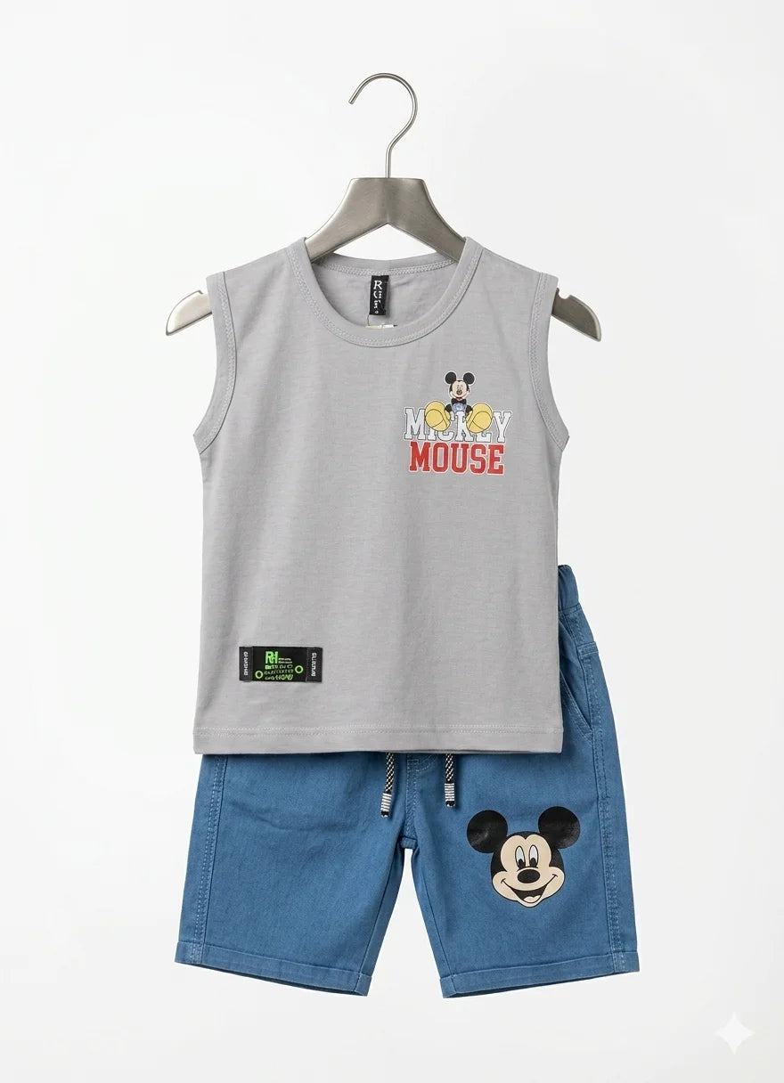 Micky Sleeveless Shirt With Shorts – Summer Stuff Soft & Comfortable | 1–3 Years