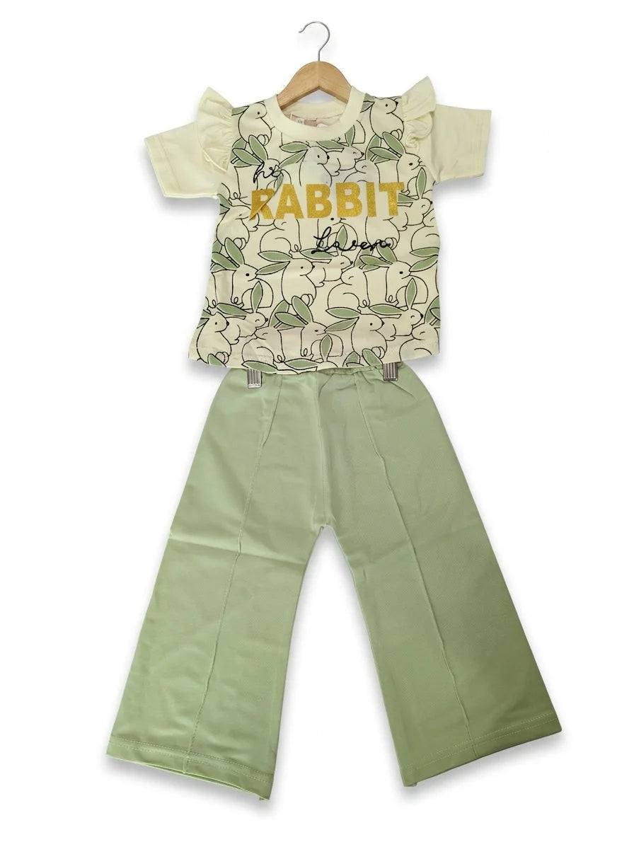 Girls Ruffle Sleeve Top and Wide-Leg Trouser – Summer Stuff Soft & Comfortable | 1–5 Years