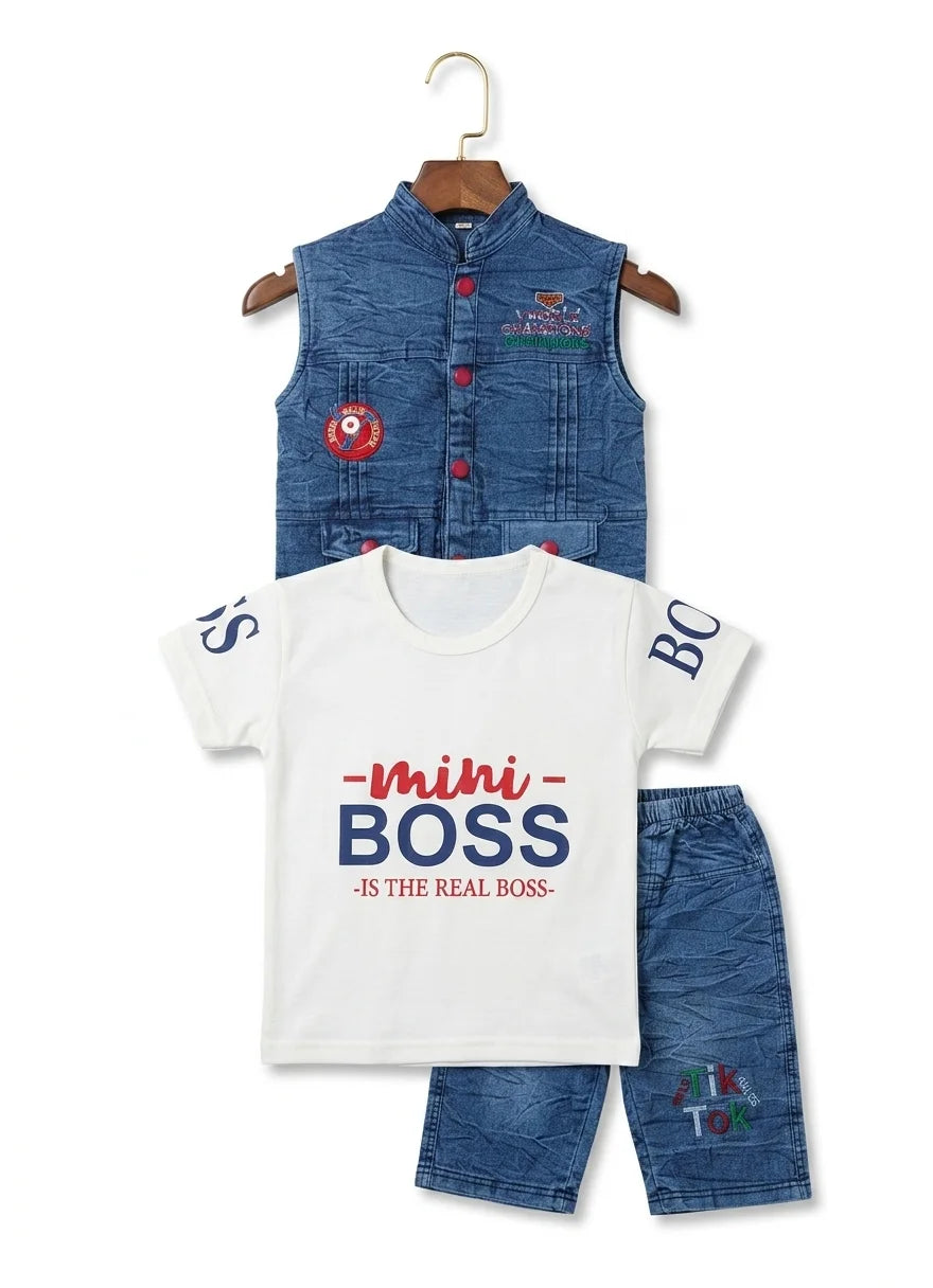 Denim Vest & Half Pant Set for Toddlers – Summer Stuff Comfortable | 1–3 Years