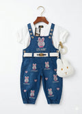 Girls Romper With Bunny Cute Bag– Premium Quality Summer Stuff Soft & Comfortable | 1-2 Years