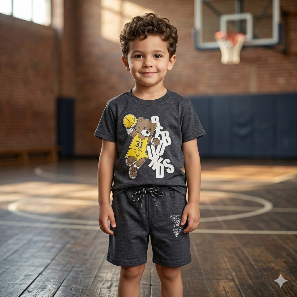 Kids Bear T Shirt With Shorts – Premium Quality Summer Stuff Soft & Comfortable | 1–10 Years