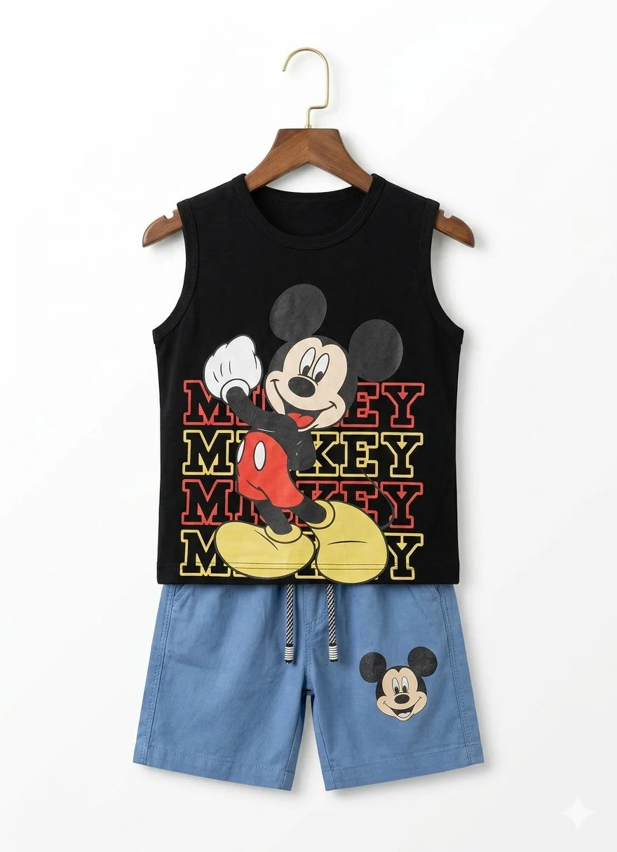 Micky Sleeveless Shirt With Shorts – Summer Stuff Soft & Comfortable | 1–3 Years