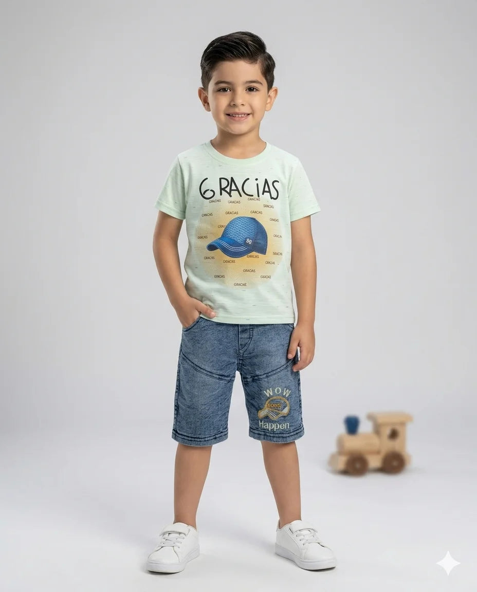 Kids T Shirt With Jeans Shorts – Premium Quality Summer Stuff Soft & Comfortable | 1–3 Years