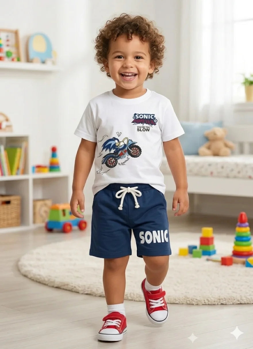 Kids Sonic T Shirt With Shorts – Premium Quality Summer Stuff Soft & Comfortable | 1–8 Years