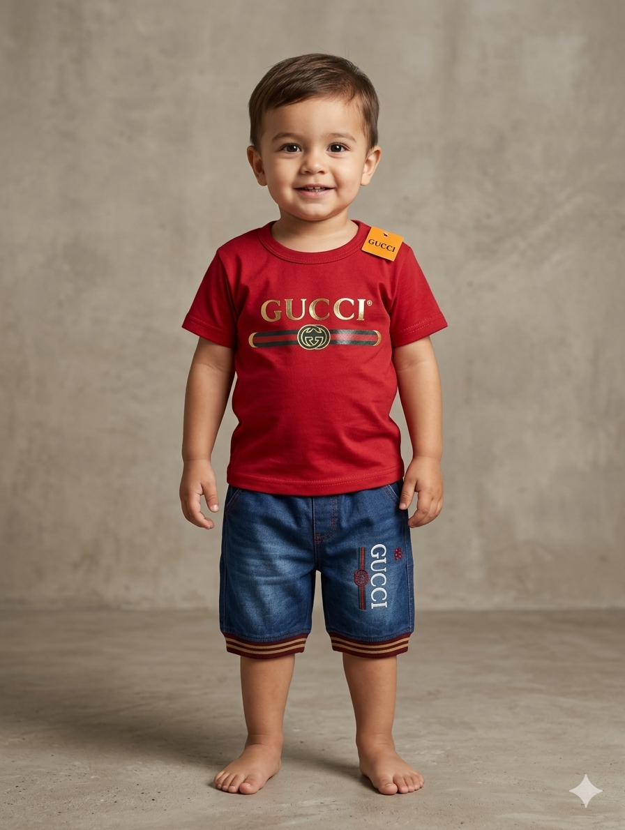 Kids T Shirt With Jeans Shorts – Summer Stuff Soft & Comfortable | 6 Months- 9 Months