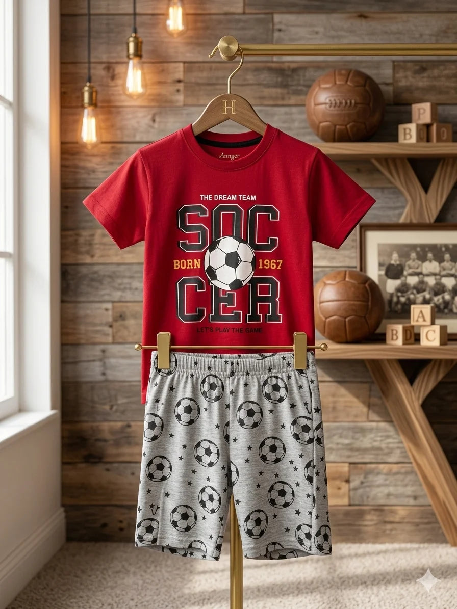 Kids Football T Shirt With Shorts – Premium Quality Summer Stuff Soft & Comfortable | 2–10 Years