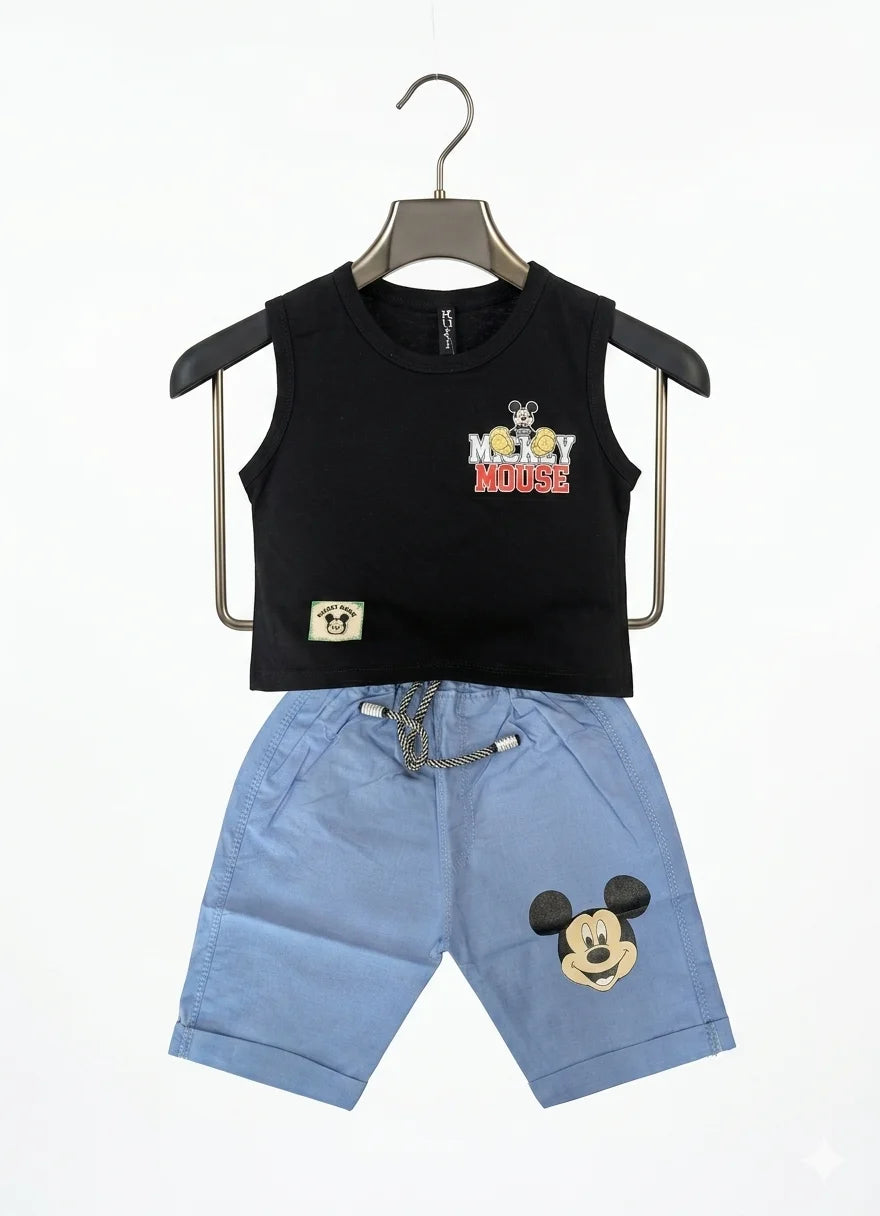 Micky Sleeveless Shirt With Shorts – Summer Stuff Soft & Comfortable | 1–3 Years