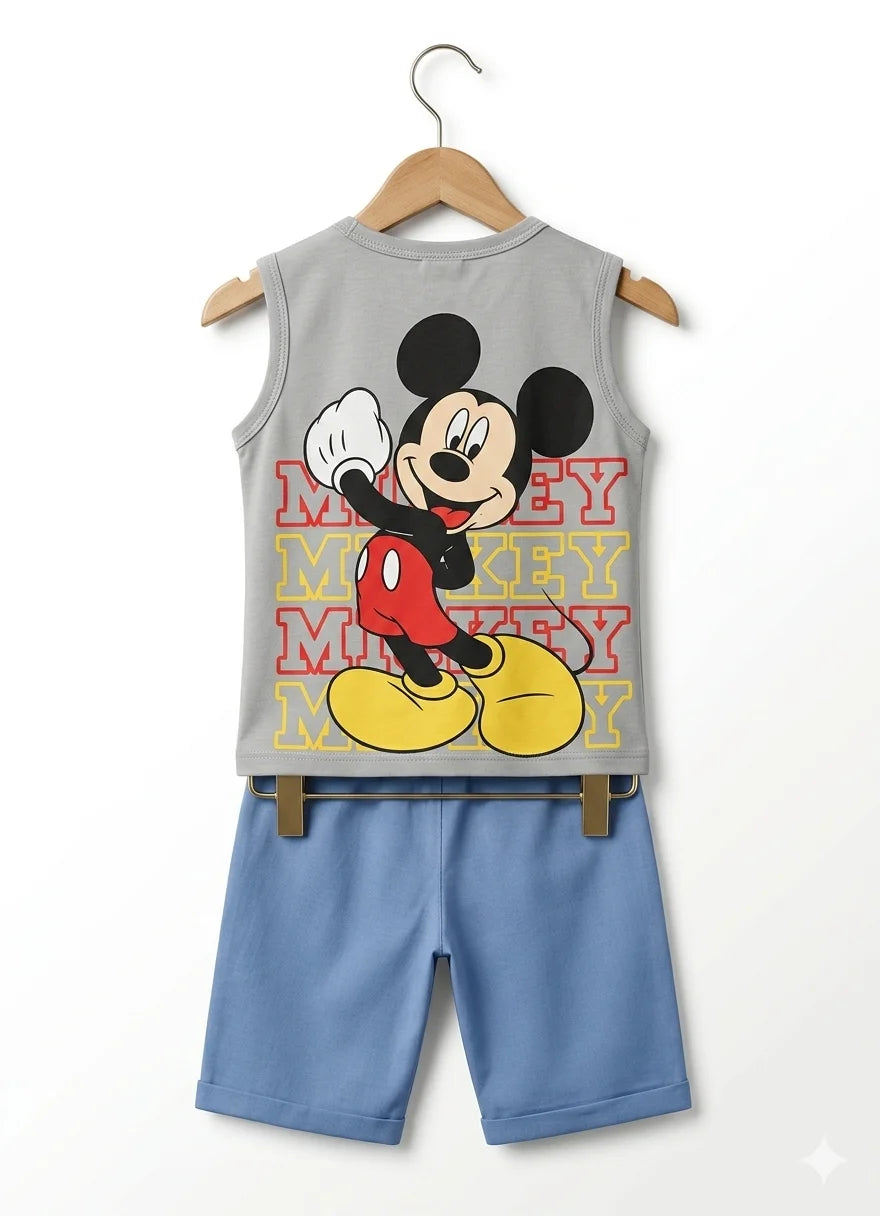 Micky Sleeveless Shirt With Shorts – Summer Stuff Soft & Comfortable | 1–3 Years