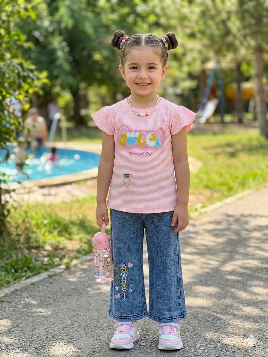 Kids Ruffle T Shirt With Jeans – Summer Stuff Soft & Comfortable | 1–4 Years