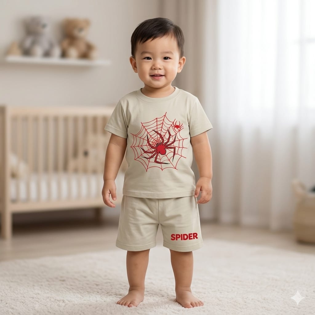 Spider T-Shirt With Shorts – Premium Cotton | Soft &amp; Comfortable | 1–10 Years