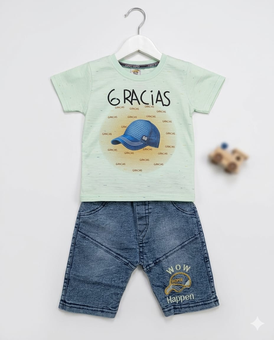 Kids T Shirt With Jeans Shorts – Premium Quality Summer Stuff Soft & Comfortable | 1–3 Years