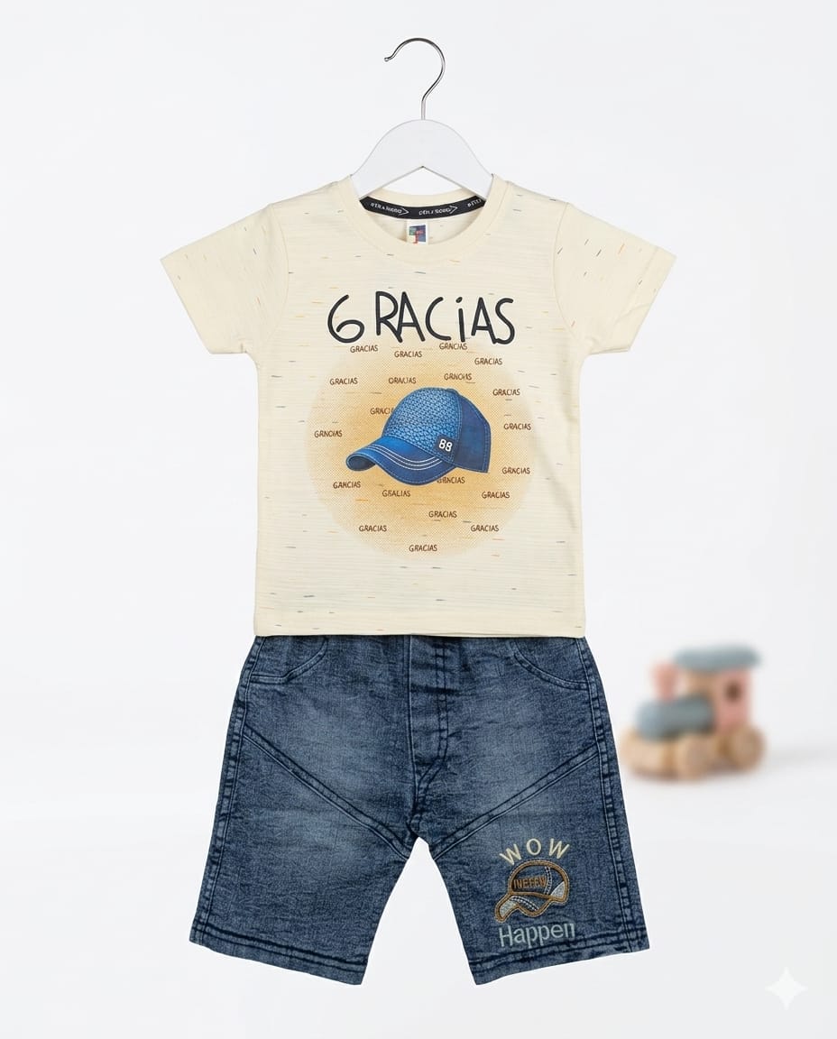 Kids T Shirt With Jeans Shorts – Premium Quality Summer Stuff Soft & Comfortable | 1–3 Years