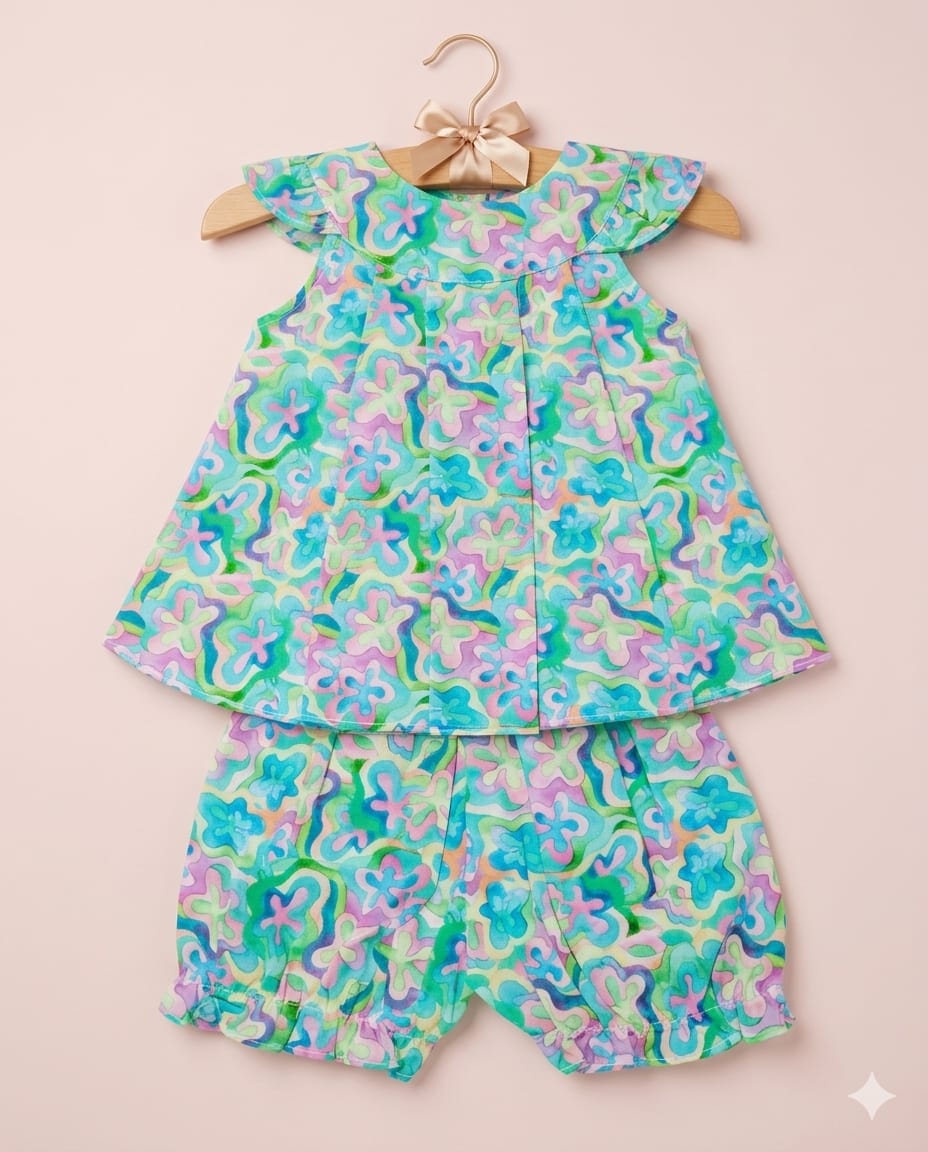 Two-Piece With Nicker Summer Set With Head Band  – Soft & Comfortable | 6 Months - 2 Years